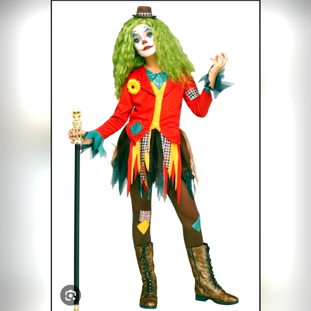 Rowdy Circus Clown Girls Large 12-14 Halloween Costume